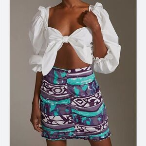 NWT $108 Anthropologie Porridge Elesa Ruched Mini Skirt Small